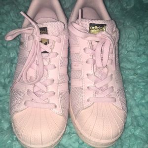 Pink adidas ortholite superstars💗